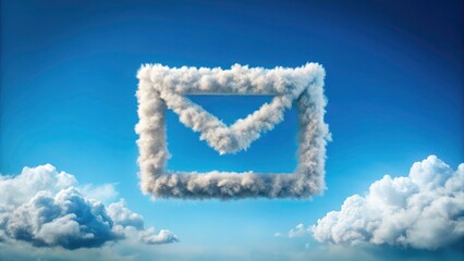 Naklejka premium Email Symbol Cloud Number Digital Communication Concept, Cloud Computing, Email Marketing, Online Messaging, Digital Technology