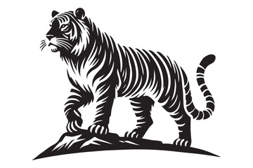 Majestic Tiger Silhouette Vector Illustration for Wildlife and Conservation