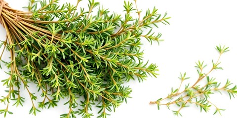 Fresh bundle of thyme on white background, condiment, ingredient, white background