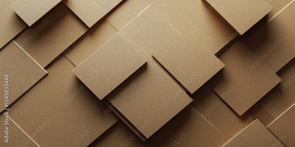 Poster textured cardboard surfaces in warm brown tones layered diagonally with varying sizes and angles cre