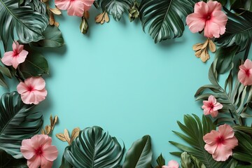 Fototapeta premium International Women's Day 8 march with frame of flower and leaves