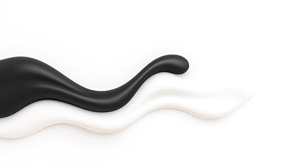 Abstract flowing shapes in black and white on a minimalist background, creating a modern aesthetic