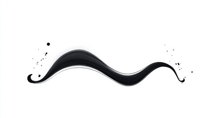 Abstract black wave design with splashes on a white background, suitable for modern art usage