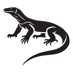 Komodo Dragon Silhouette Vector Graphic Design Isolated Wild Reptile Art