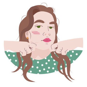 recommend clip art: Young beauty woman doing facial massage. Self-care woman with skincare routines. Wellness lifestyle branding. Vector illustration in flat modern style. Isolated