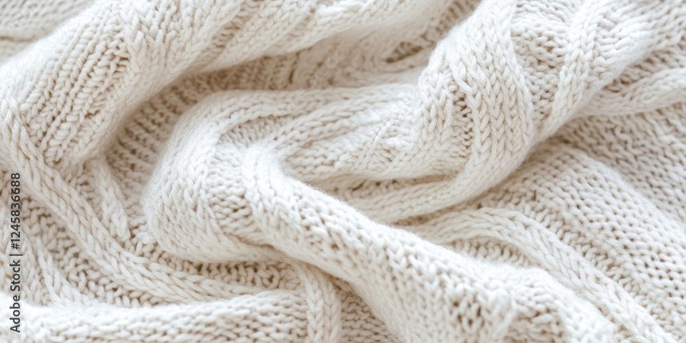 Aufkleber textured cream cable knit fabric with intricate patterns draped softly creating warm and cozy visual