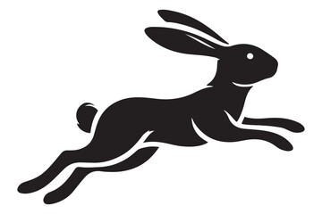 Fast Rabbit Running Vector Silhouette Illustration for Print Design