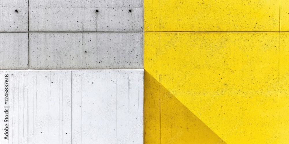 Leinwandbilder abstract geometric composition featuring a mix of grey and white concrete textures with a vibrant ye