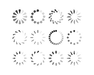 Collection Loading bar status icon. Vector illustration. Set of vector loaded icons. Download progress. Donload or Upload.