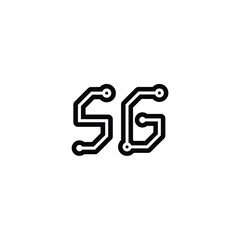 SG monogram logo design letter text name symbol monochrome logotype alphabet character simple logo