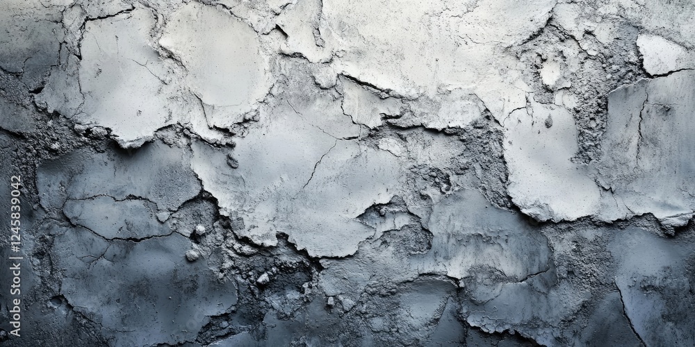 Poster textured grey cracked wall with rough surface showing varying shades of blue and white with prominen