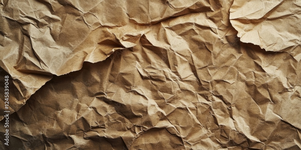 Aufkleber Textured brown wrinkled paper background with intricate folds and creases exhibiting warm earthy tones in a diagonal pattern for creative designs