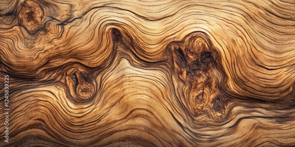 Aufkleber abstract wood texture background featuring swirling patterns in rich brown and tan hues with dark kn