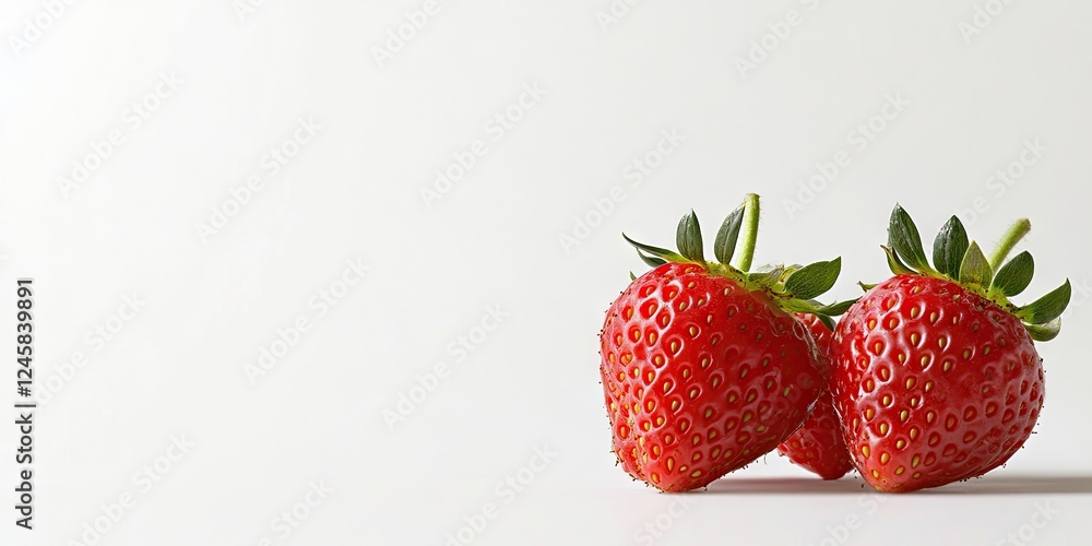 Aufkleber Fresh ripe strawberries isolated on a white background with ample negative space on the left side ideal for inserting text or graphics.
