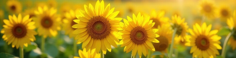 Fototapeta premium Vanilla bean clusters with blooming sunflowers, bees, flowers, blossoms