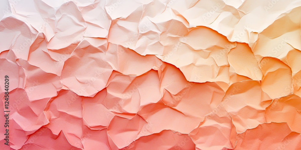Fototapete textured crumpled paper background in soft pastel hues of peach and cream flowing diagonally to crea
