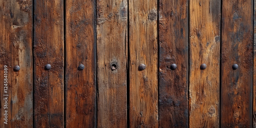Aufkleber aged brown wooden planks with polished and weathered texture arranged vertically, featuring varied t