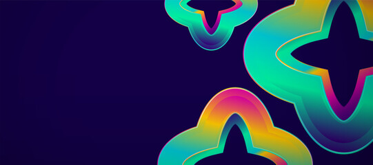 Holographic geometry abstract on blue background