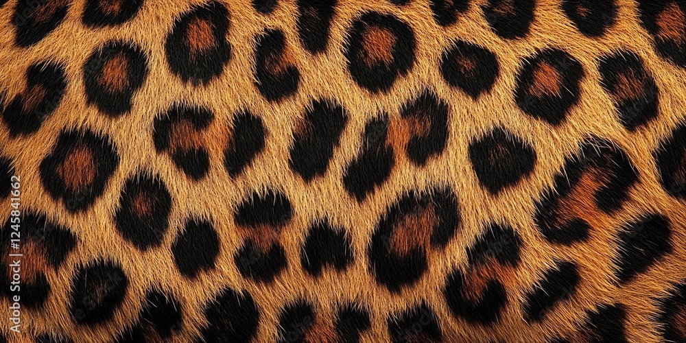 Aufkleber leopard print texture with rich golden yellow and dark brown spots, captured in a close-up showcasin