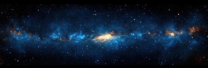 Fototapeta premium Cosmic Space Scene with Stars Nebula and Milky Way Panorama in Deep Blue Universe