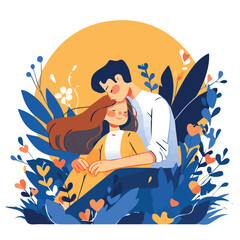 Vector and illustration of a girl and boy in love together
