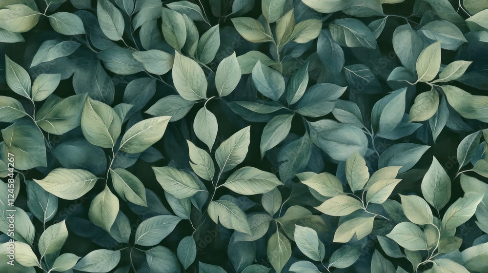 Aufkleber dynamic flowing foliage pattern with overlapping leaves creating a natural abstract design