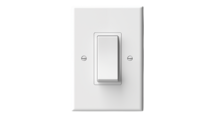Modern light switch on a plain white wall for home interior design and renovation projects