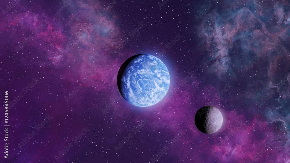 Canvas Prints earth and its moon in space a beautiful view of earth and its moon, floating in the vastness of spac