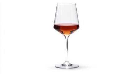 A simple, clean image of a glass of red wine against a pure white background, with a focus on the elegant shape of the glass 
