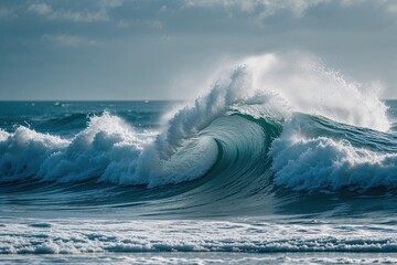 Stunning Ocean Wave Crashing Against Vibrant Background