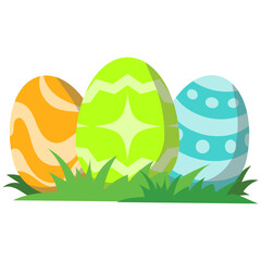 Colorful Easter Eggs in Grass