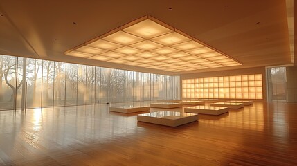 a room with a ceiling made of squares interior design background