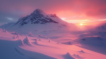 a snow covered mountain under a cloudy sky nature background