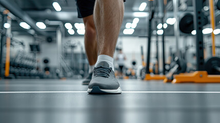 Fototapeta premium Walking in gym shoes on gym floor