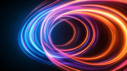 Abstract Swirling Neon Lights Background Dynamic Energy Flowing Colorful Circles Design