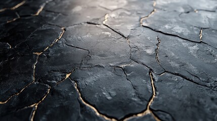 Obraz premium Cracked dark stone texture, gold veins, background light, design element