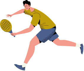 Vector Illustration of Male Padel Tennis Player in Action