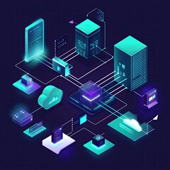 The pattern layout, Innovative data architecture and cloud integration technologies digital workspace infographic futuristic aerial view conceptual