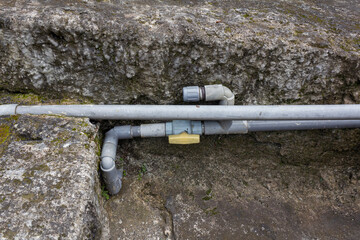 Pipeline or Water Pipe System in Rural Rough Concrete Building Construction