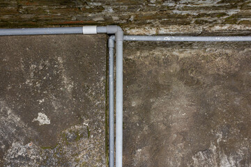 Pipeline or Water Pipe System in Rural Rough Concrete Building Construction