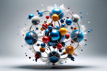   Abstract graphic of three-dimensional molecular formula, imaginary picture of atomic molecules, compounds, organic matter, schematic diagram of chemistry