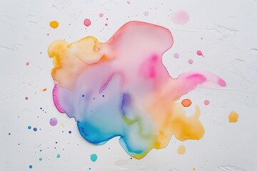 Playful Pastel Watercolor Strokes on Bright White Background