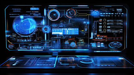 Futuristic Digital Interface with Global Network Data Visualization