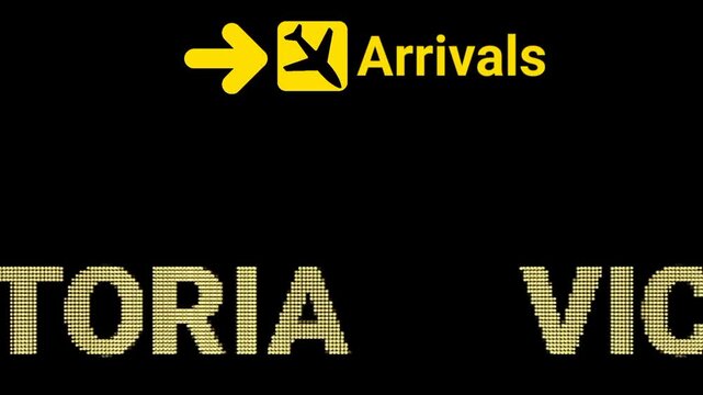 VICTORIA Airport's Futuristic Arrival: Animated LED Sign Boards in Action. Suitable for motion graphics projects, tech-themed presentations, or social media content highlighting innovation