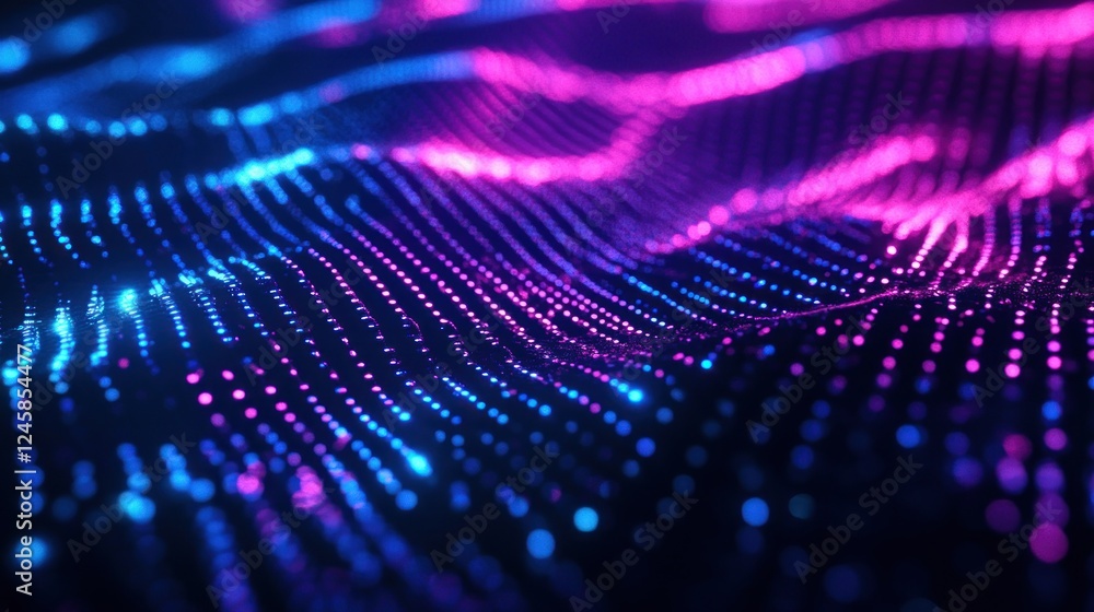 Aufkleber abstract futuristic background with neon pink and blue lights creating a grid-like pattern