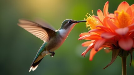 Fototapeta premium Hummingbird sipping nectar from a bloom