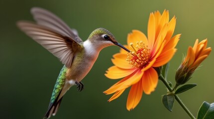 Fototapeta premium Hummingbird sipping nectar from a bloom