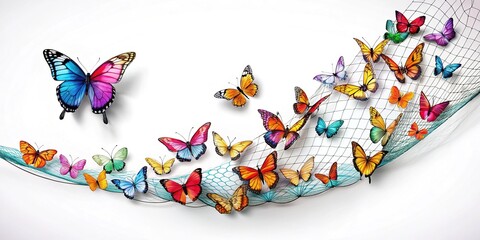 Obraz premium Butterfly Net Suspended Mid-Swing, Capturing Nature's Beauty