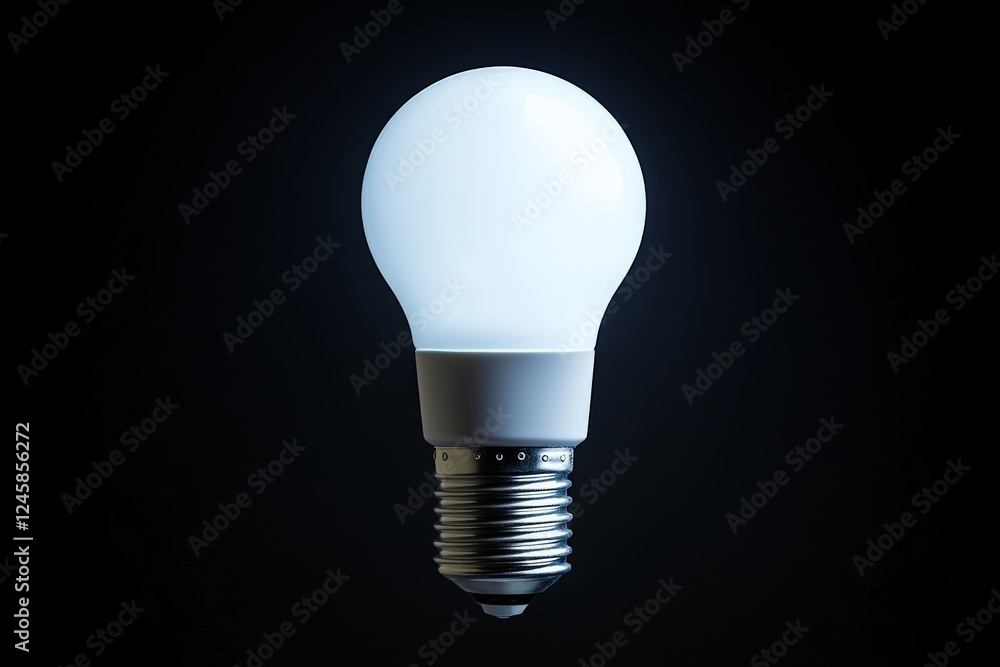 Poster bright led light bulb illuminated against a dark background showcasing modern design and energy effi