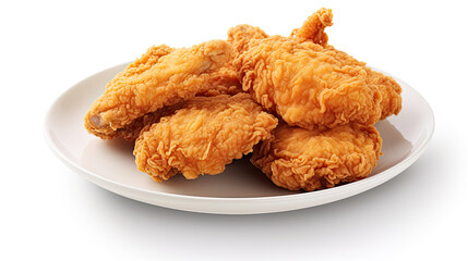 Golden Brown Crispy Fried Chicken Pieces on a White Plate